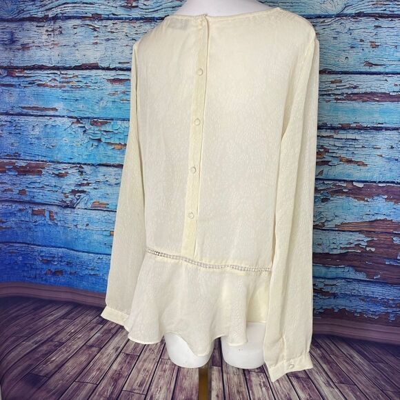 Astr Ivory sheer long sleeve sheer top Large - Picture 7 of 12